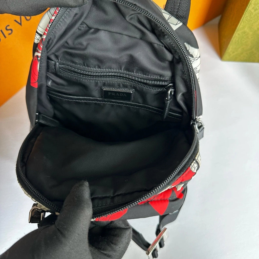 PRADA Black Nylon Crossbody Chest Bag For Unisex