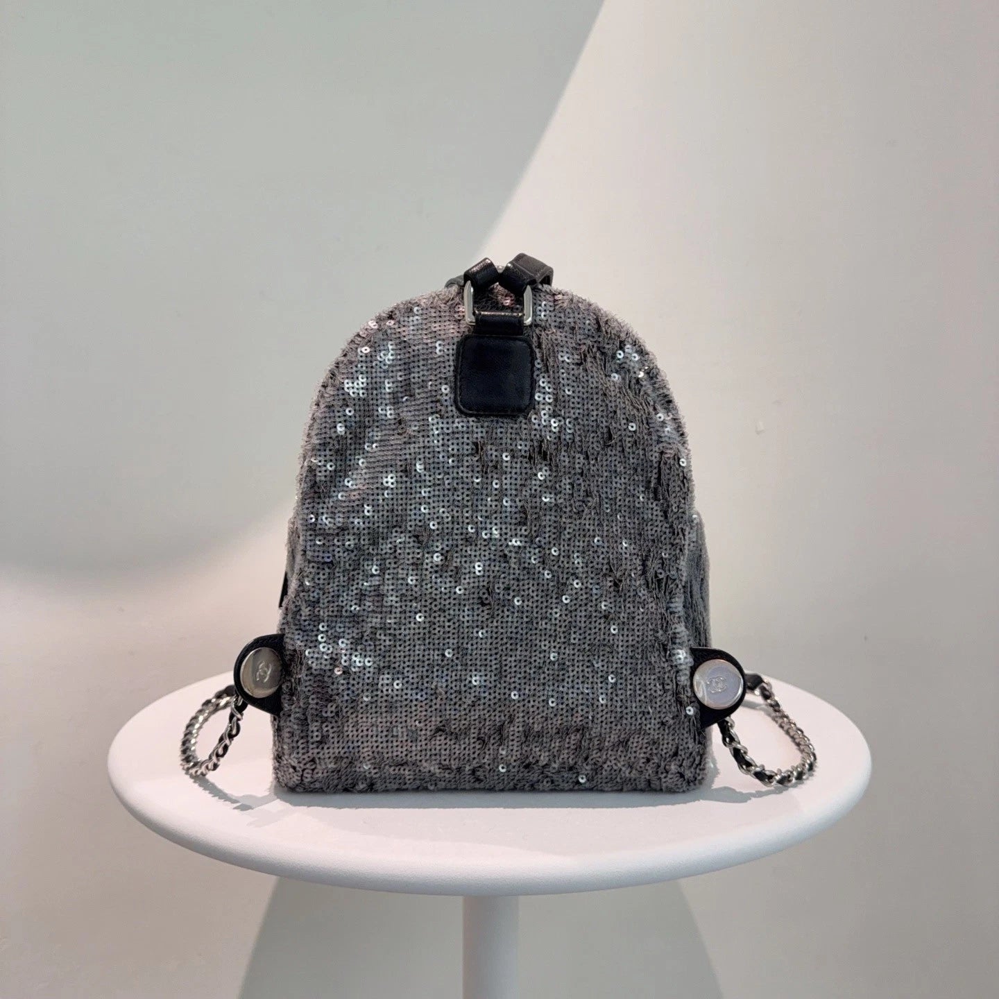 Chanel Sequin Mini Backpack Daypack Black Base Clear Sequin Full Leather