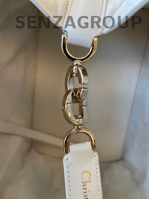 Dior Medium Toujours Bag White Gold Calfskin Cannage Handbag