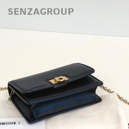 Ferragamo Mini Horseshoe Chain Card Case Shoulder Crossbody Bag Women Black Gold
