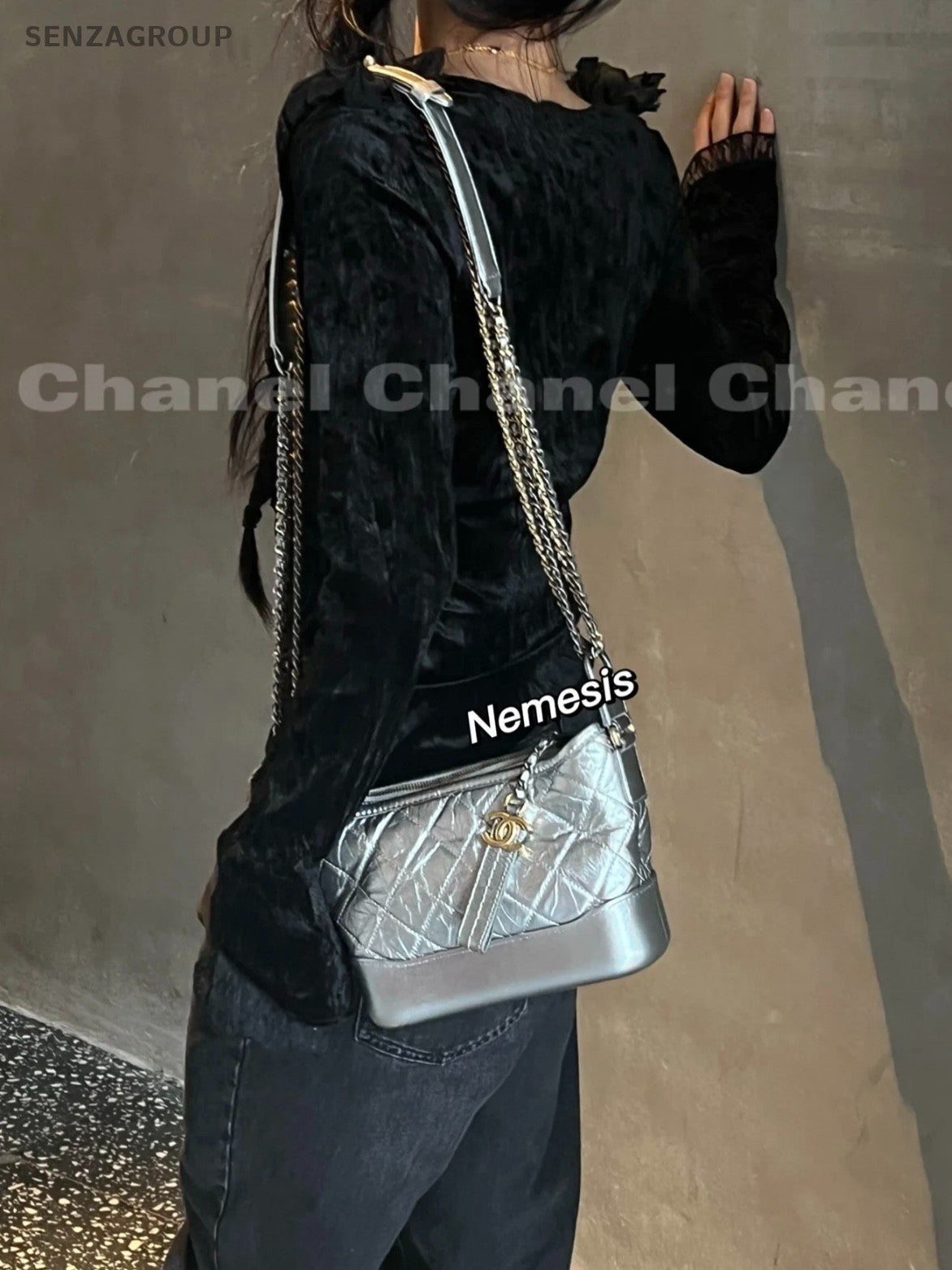 CHANEL Gabrielle PM Chain Shoulder bag Crossbody Women Silver