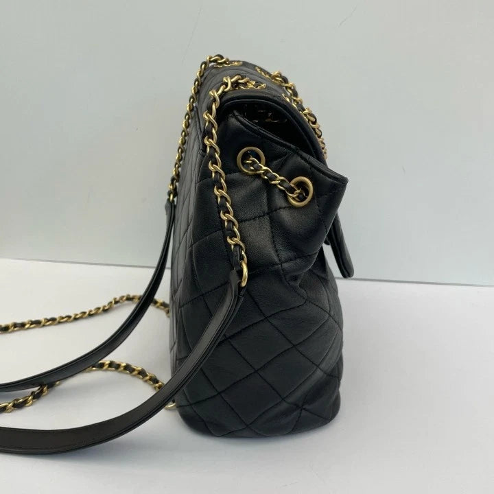 CHANEL 19Bag Black Gold Backpack For Women