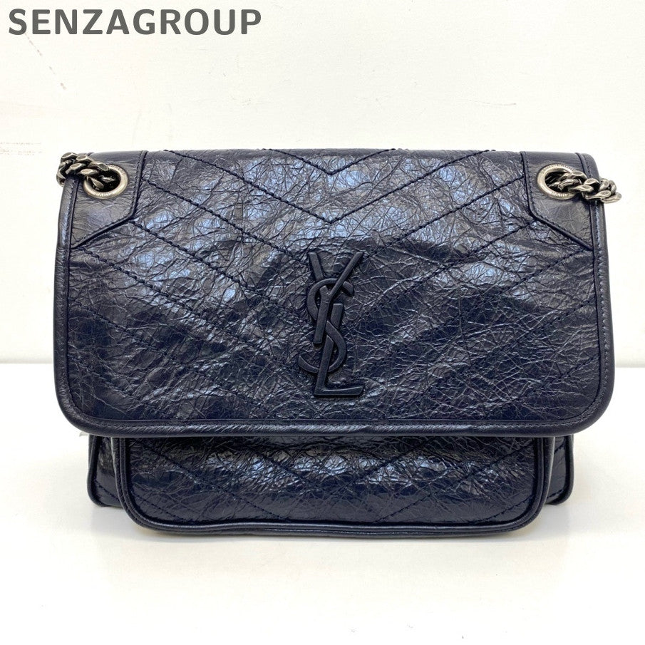 Saint Laurent Niki Medium Blue Silver Chain Shoulder Bag Women