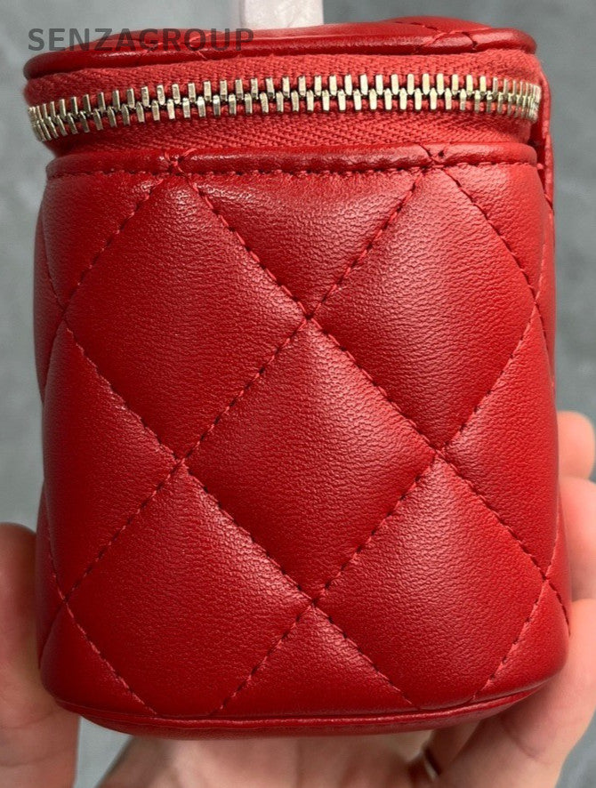 Chanel Lambskin Chain Shoulder Bag Crossbody Red Gold Used Women Classic