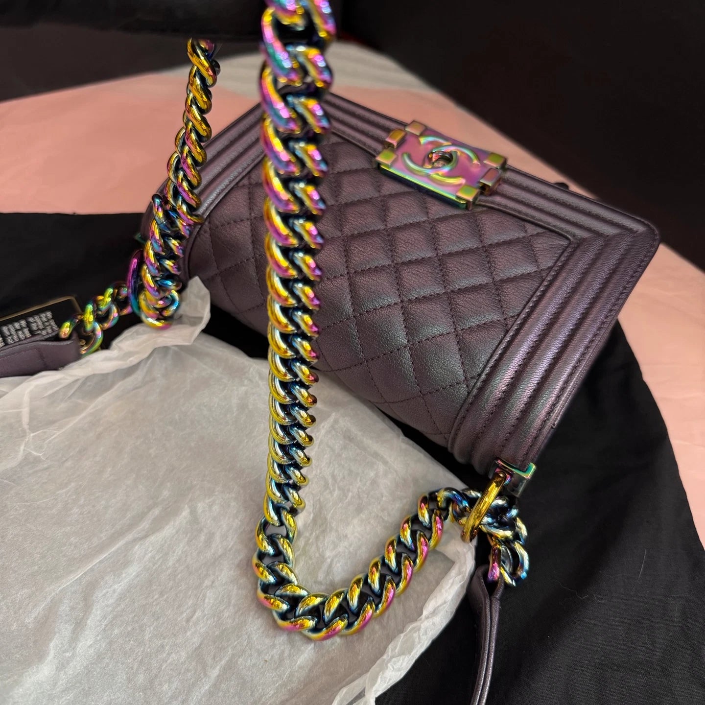 Chanel Leboy Iridescent Mermaid PM Shoulder Bag Black Women Classic Designer