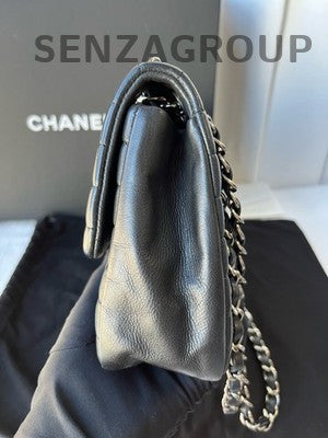 Chanel Black Silver CF Quilted Chain Shoulder Crossbody Bag for Women