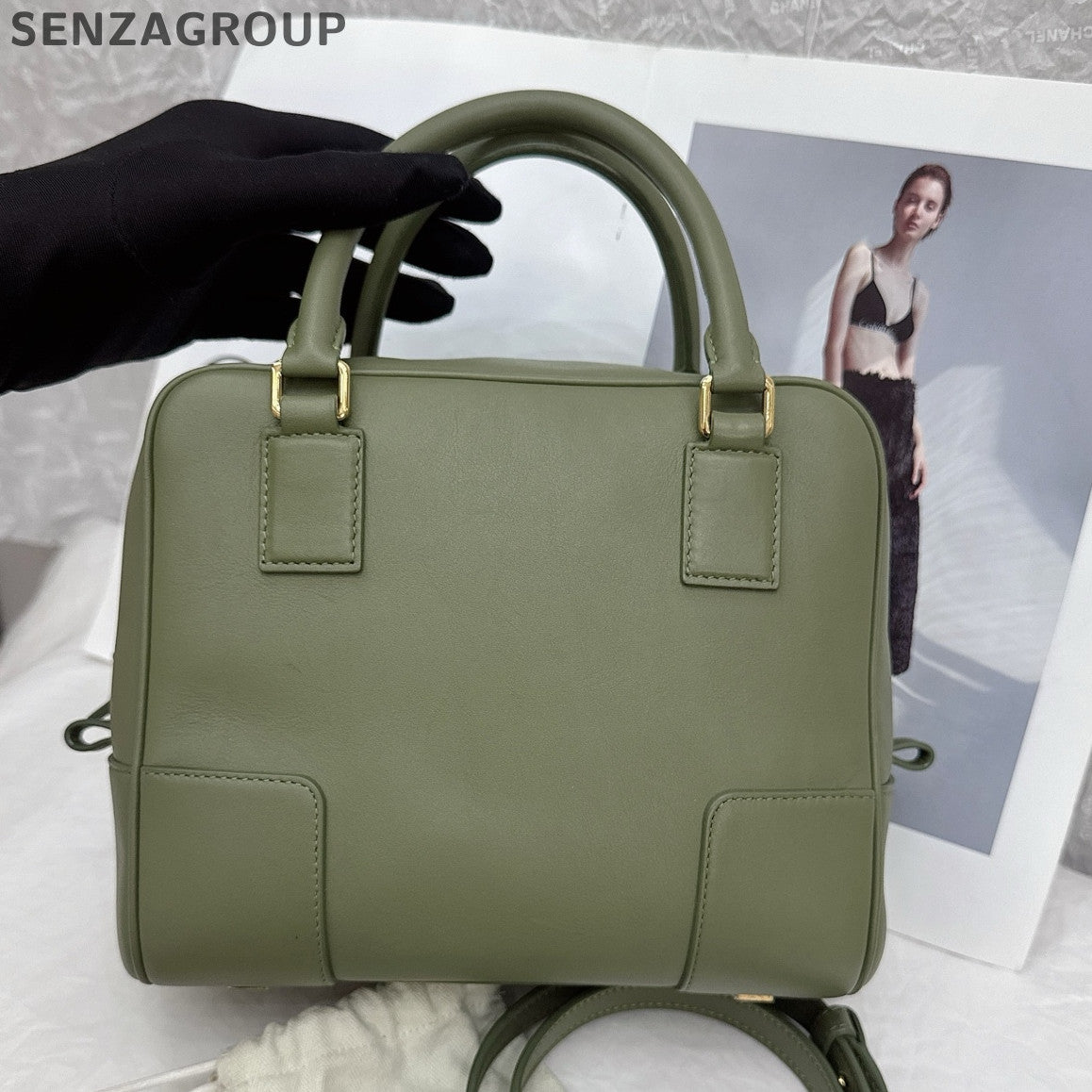 Loewe Amazona Handbag Green Gold Classic Fashion Women's