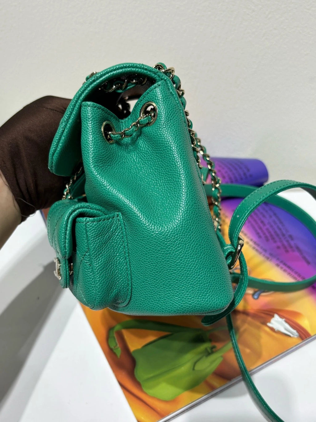 CHANEL Mint Green Grained Leather Small Duma Backpack For Women