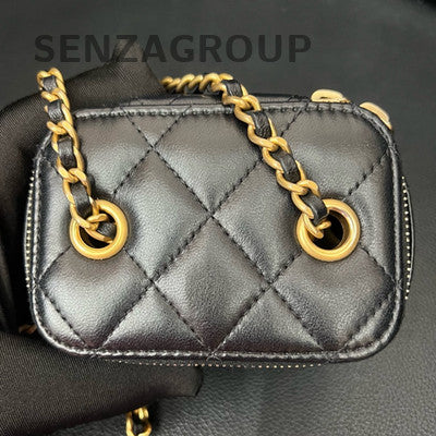 Chanel Mini Vanity with Gold Ball Chain Black Crossbody Bag for Women