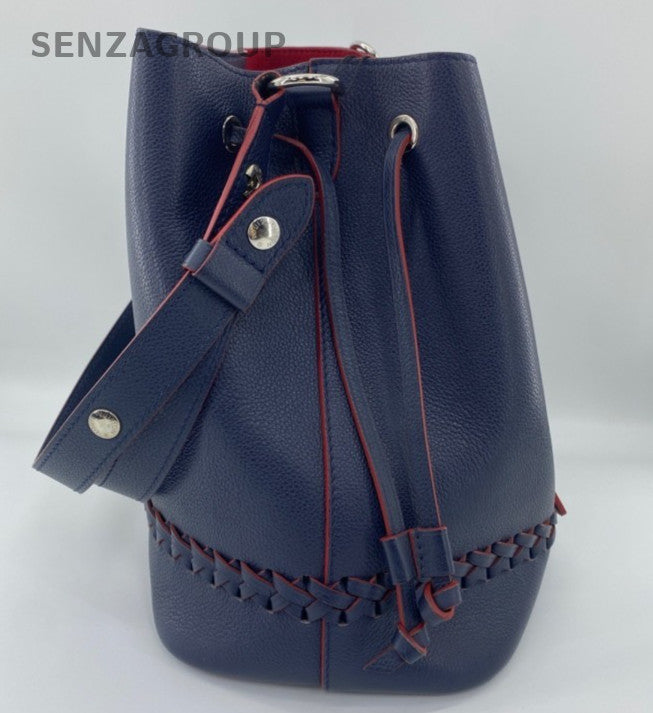 Louis Vuitton Neo Bucket Calfskin Shoulder Bag Blue Red Silver Women Classic