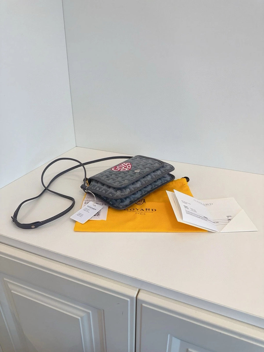 Goyard Gray Canvas Plumet WOC Envelope Crossbody Women