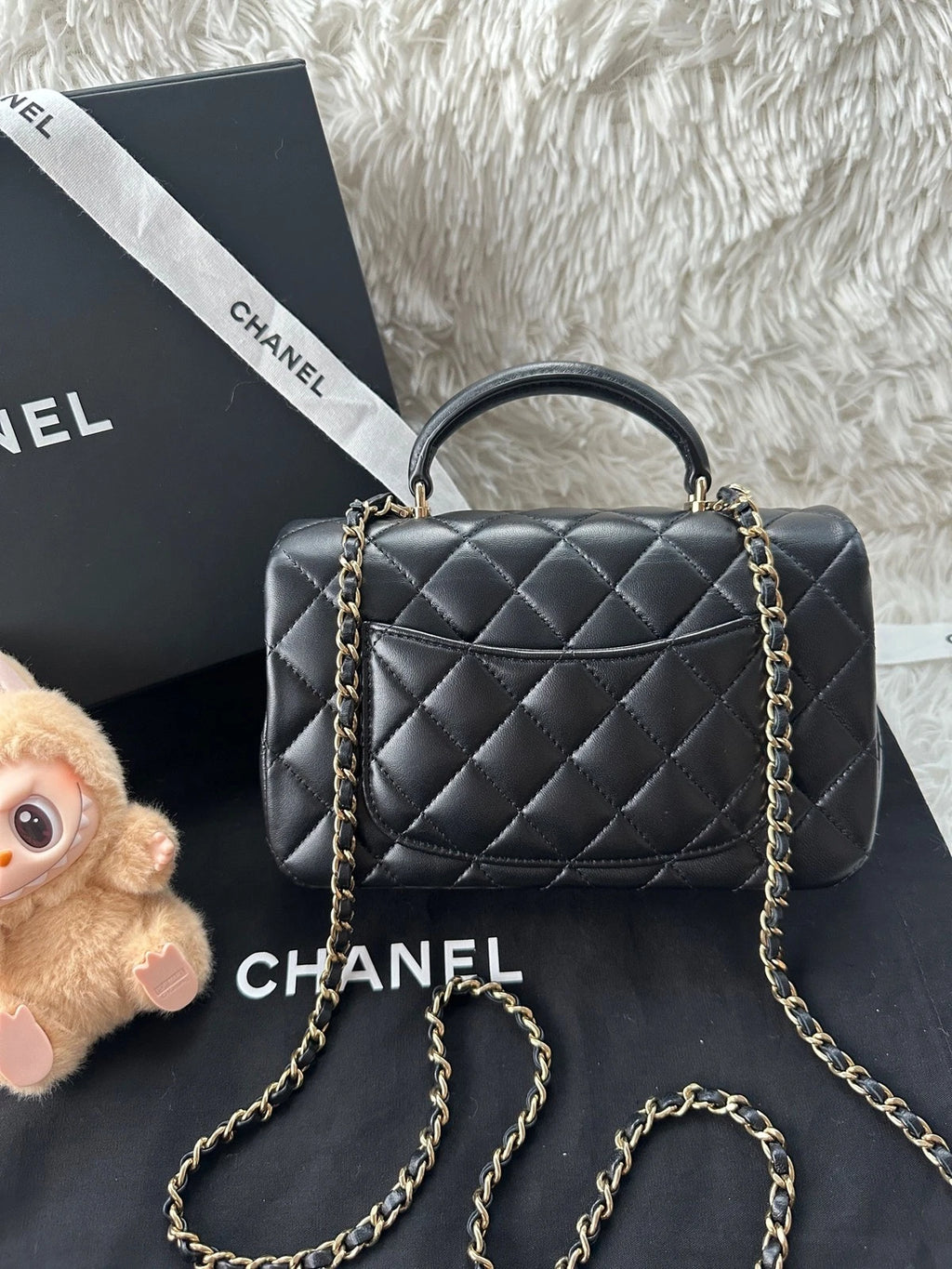 Pre-owned CHANEL CF Mini Handle Lambskin Bag For Women
