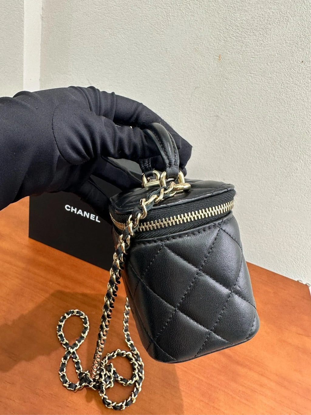 CHANEL Classic Logo Chain Handle Small Box Bag Crossbody For Women