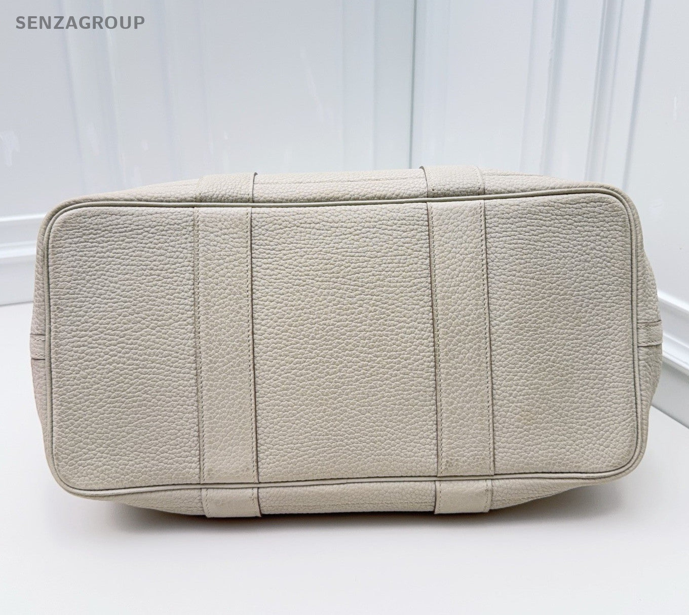 Hermes Garden Party Top Handle Bag White Silver Used Women Classic Fashion