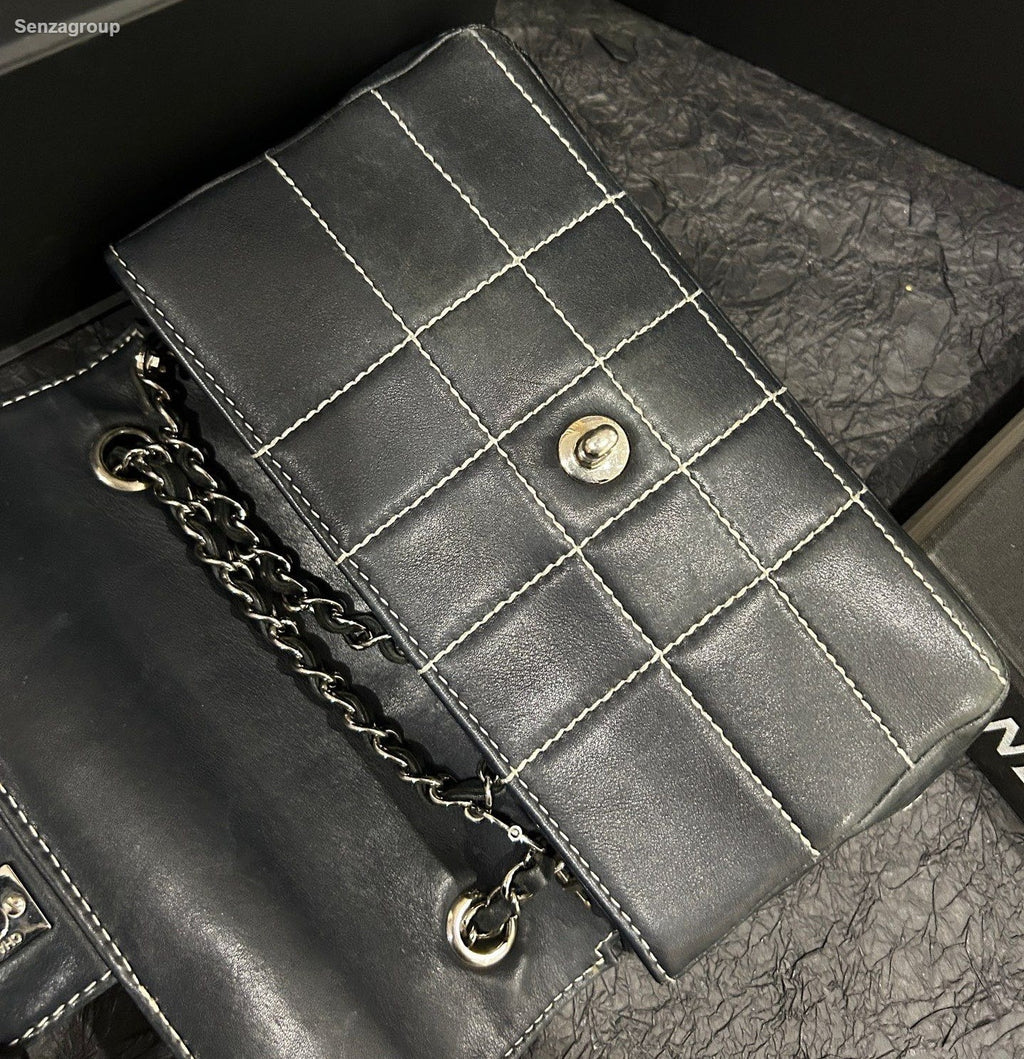 Chanel Classic Flap Calfskin Mini Chain Shoulder Bag Crossbody Black Women