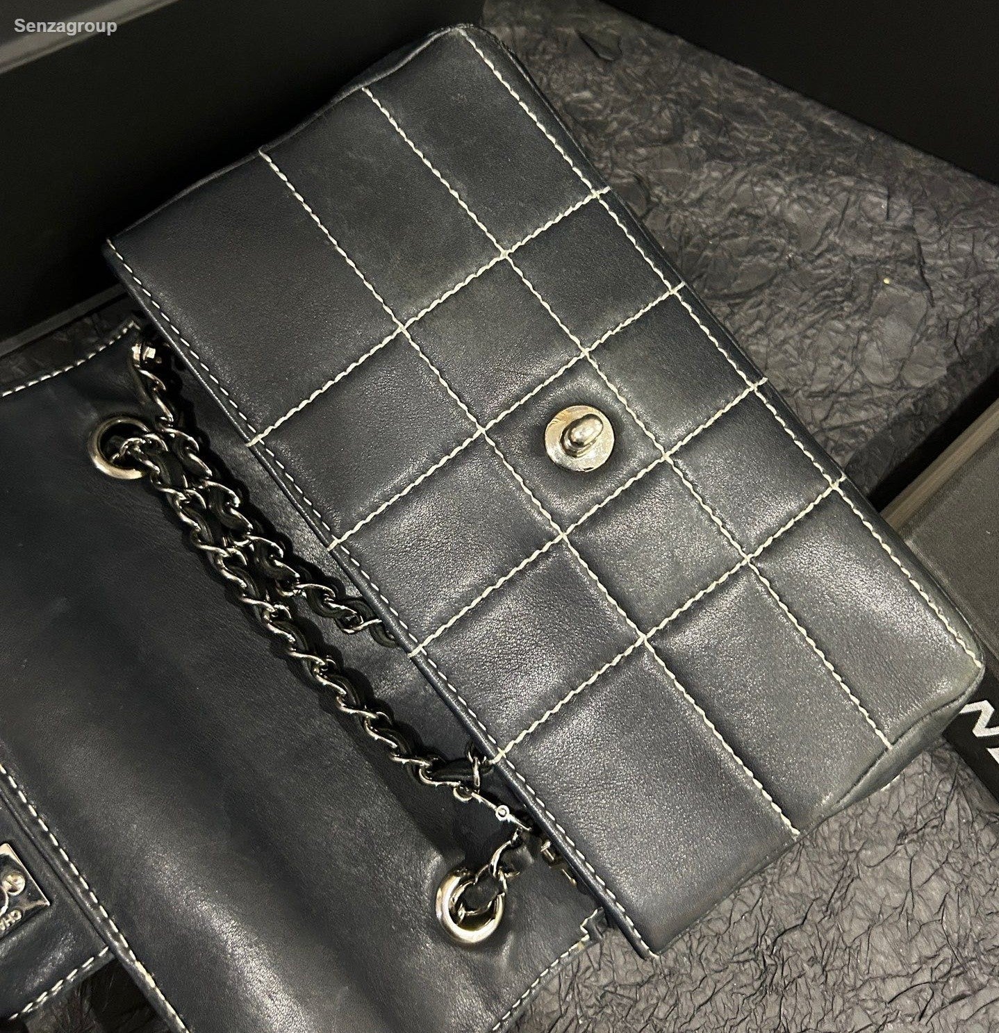 Chanel Classic Flap Calfskin Mini Chain Shoulder Bag Crossbody Black Women