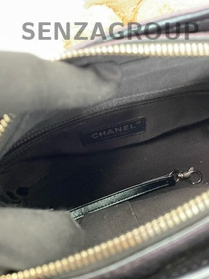 Chanel Gabrielle Small Chevron Chain Shoulder Crossbody Bag Black Gold