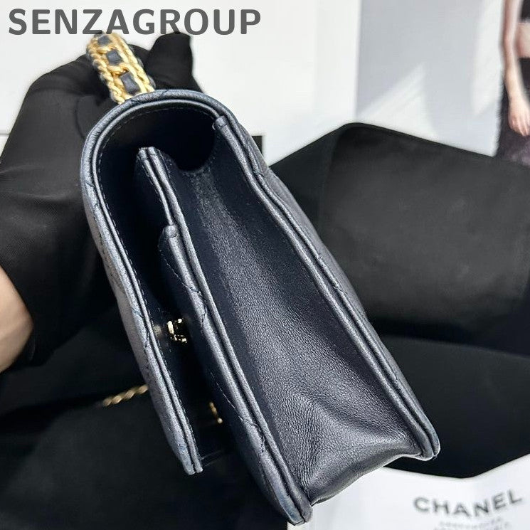 Chanel Classic Quilted WOC Chain Bag Blue Gold - Timeless Women's Style