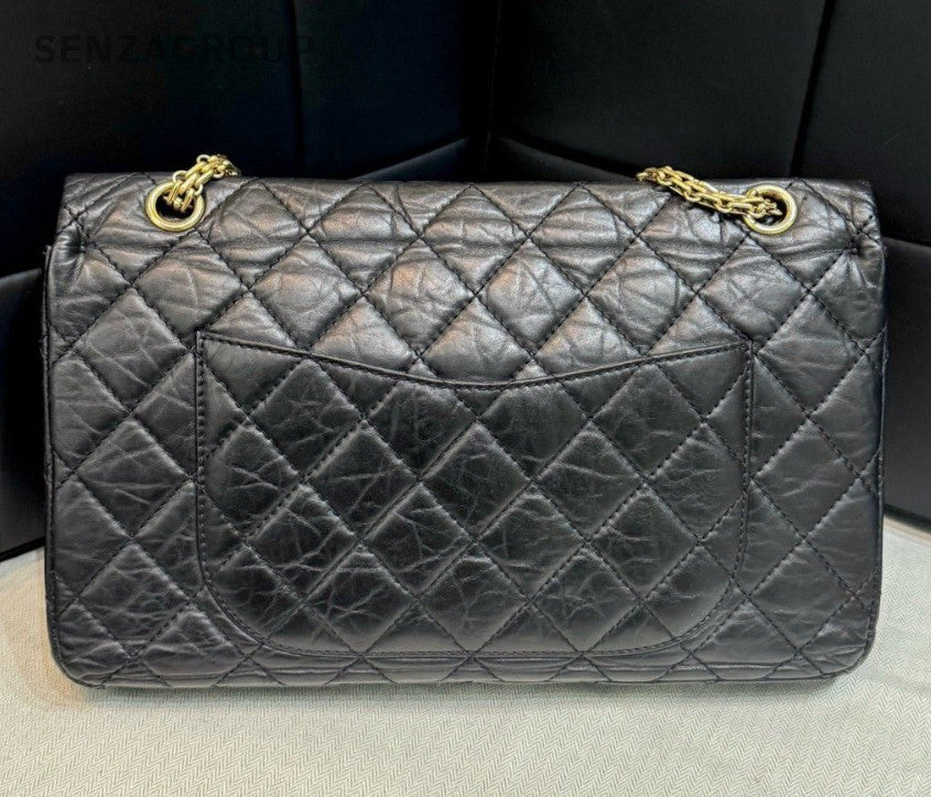 Chanel Diamond Chain Calfskin Black Gold Shoulder Bag Women Classic