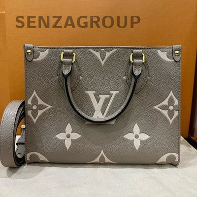 Louis Vuitton Onthego GM Monogram Tote Bag Small Grey Gold Women's Fashion