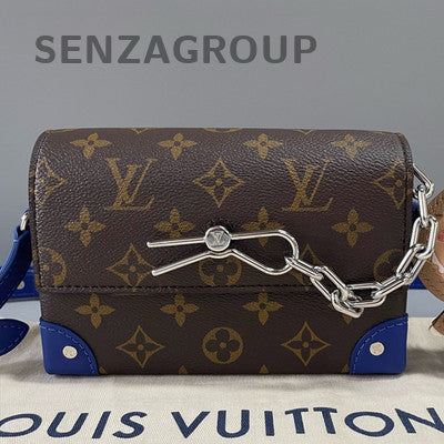 Louis Vuitton Steamer Box Bag Blue Monogram Brown Silver Shoulder Bag