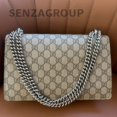 Gucci Dionysus Medium Brown Silver Chain Shoulder Bag Classic Women