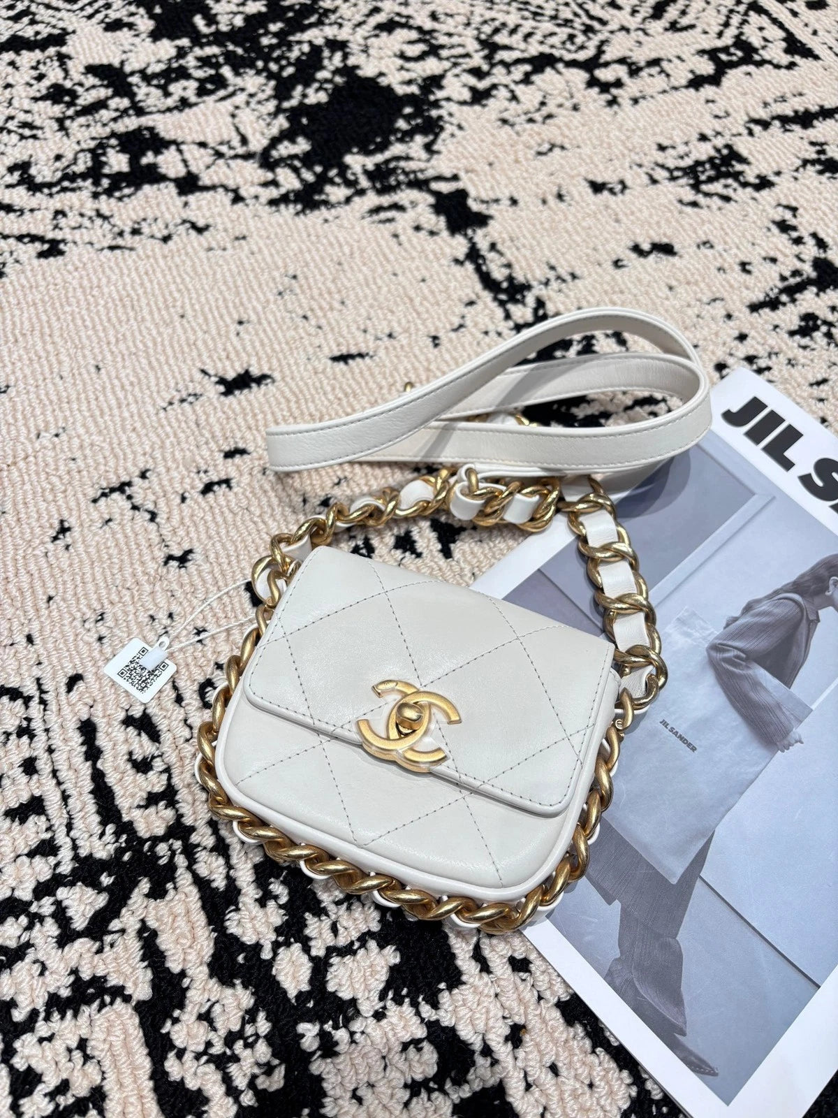 CHANEL White Mini Square Flap Crossbody Bag For Women