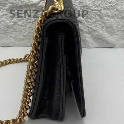 Chanel 23B Le Boy Small Black Caviar WOC Chain Shoulder Crossbody Bag