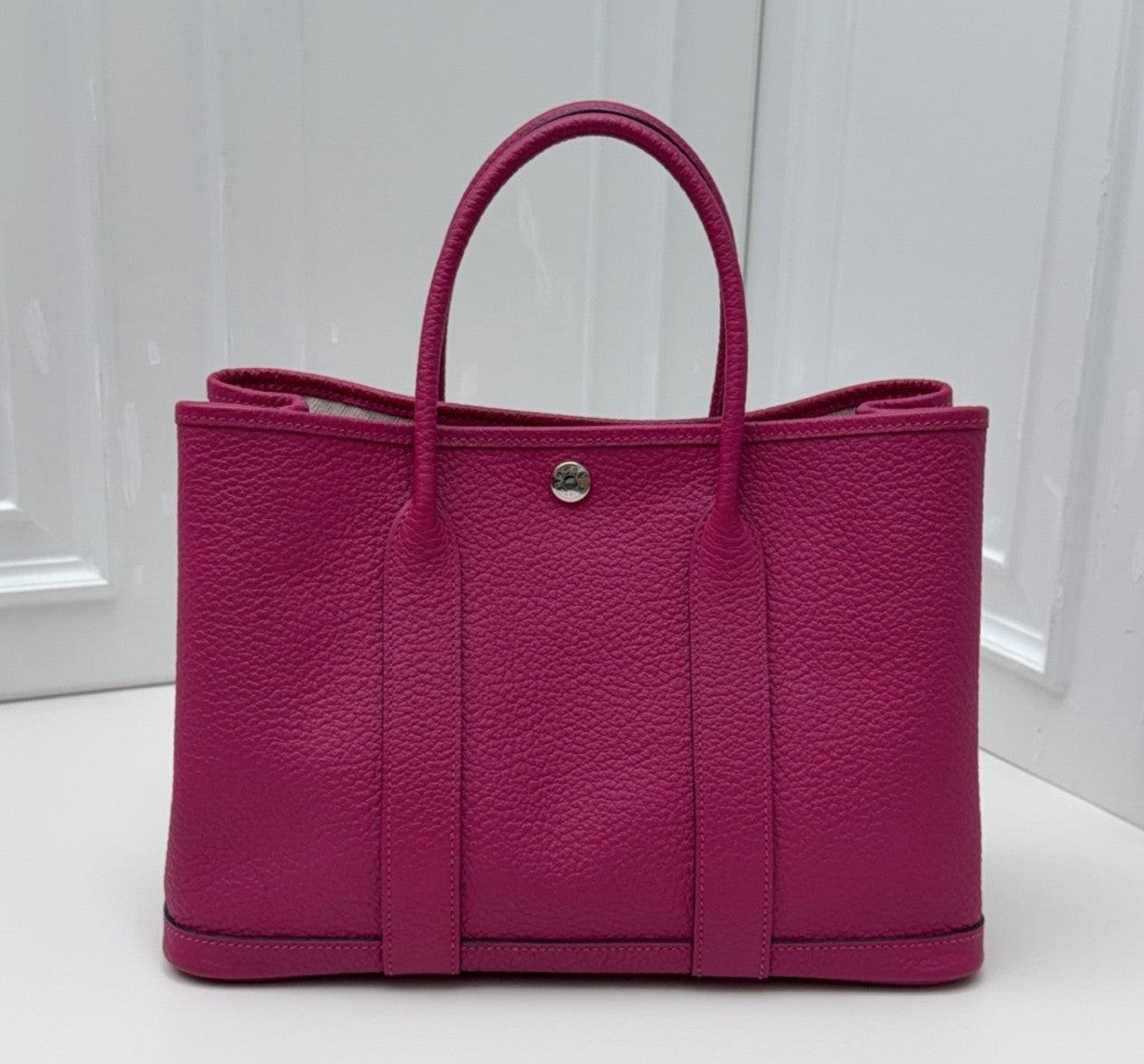 Hermes Garden Party30 Top Handle Bag Purple Silver Used Women Classic