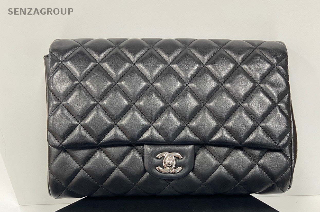 CHANEL Timeless Diamond pattern Vintage Chain Shoulder bag Black Silver Women
