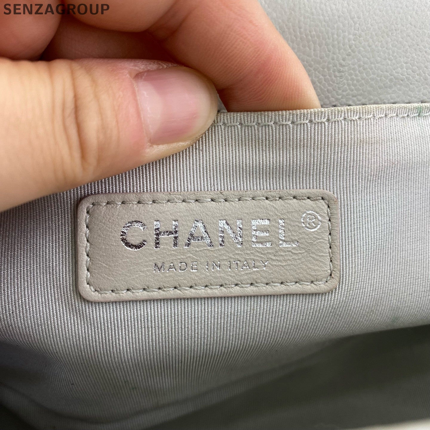 Chanel Le Boy Chevron Quilted Chain Shoulder Bag Silver White Classic Women