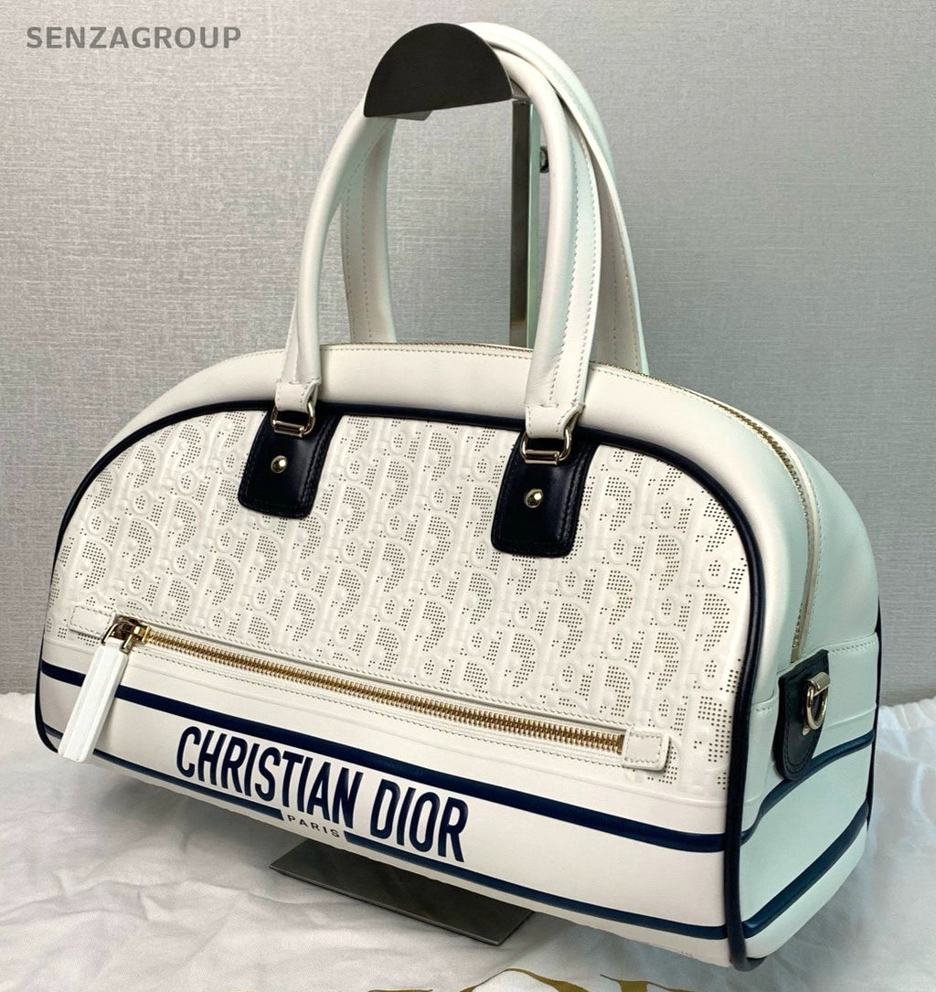 Christian Dior Vibe Logo Top Handle Monogram 2way Shoulder Handbag White