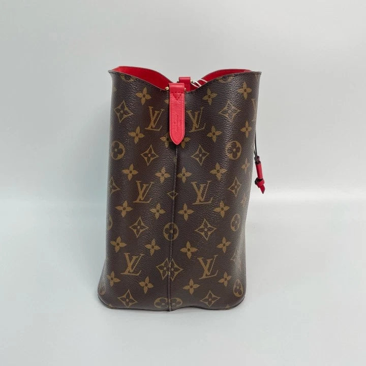 Louis Vuitton Monogram Canvas Medium Red Bucket Bag For Women