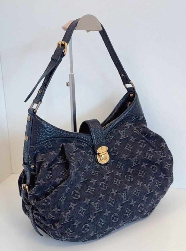 Louis Vuitton Hobo Denim Premium Black Monogram Shoulder bag Women