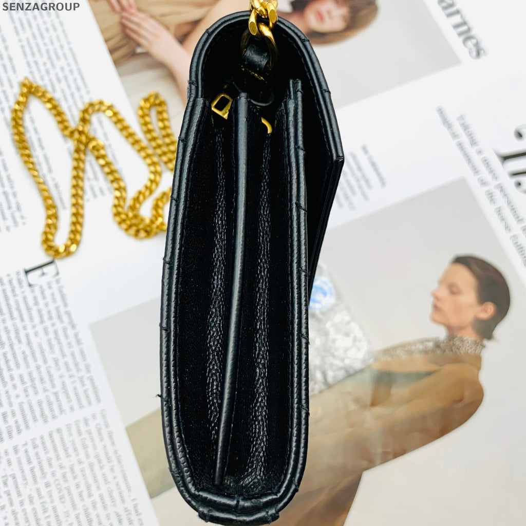 Saint Laurent Mini Envelope Chain Shoulder Crossbody Bag Black Gold