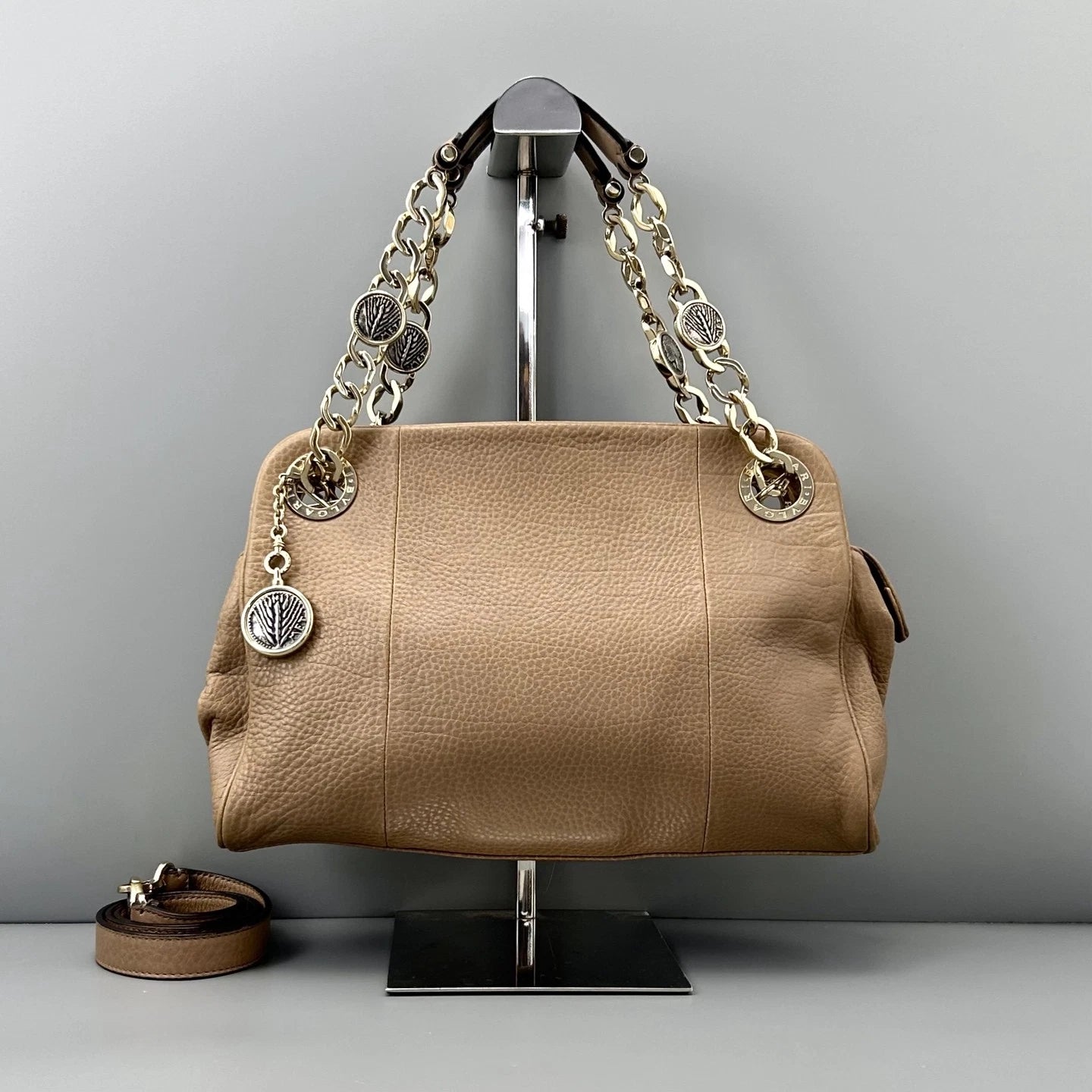Bvlgari Coin Chain Bag Top Handle Crossbody Bag BROWN Gold Women