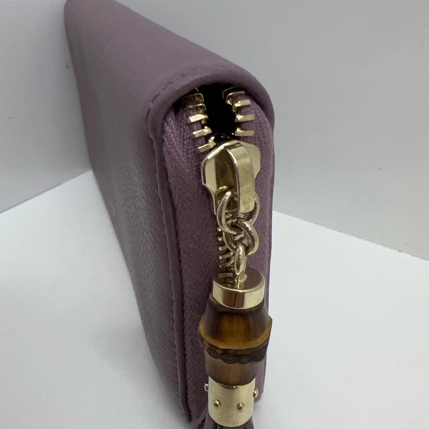Gucci Light Purple Bamboo Limited Zip Long Wallet Clutch For Women