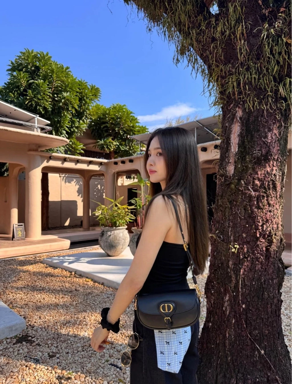 Dior Bobby Black Gold Crescent Shoulder Bag For Women