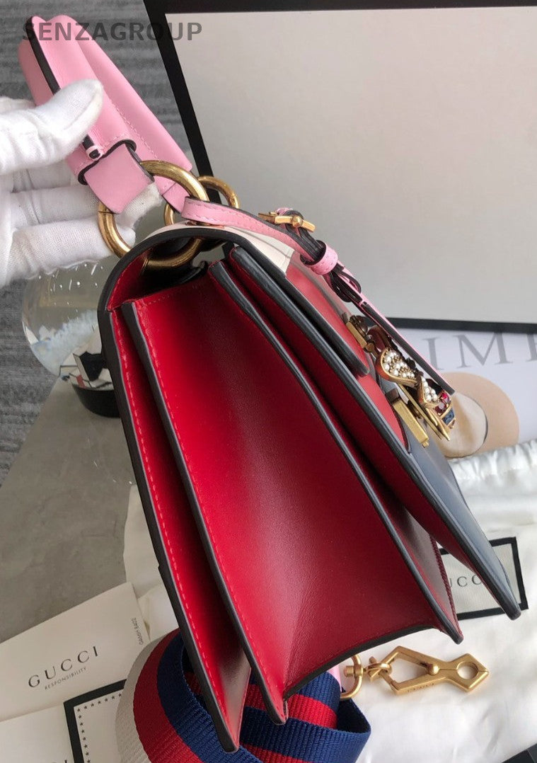 GUCCI Queen Margaret Bee Top Handle 2way Shoulder Handbag Women Almost Bran NEW