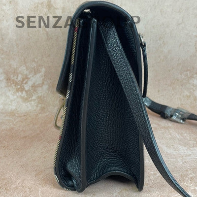 Burberry Classic Black Equestrian Knight Check Crossbody Bag Women Fashion