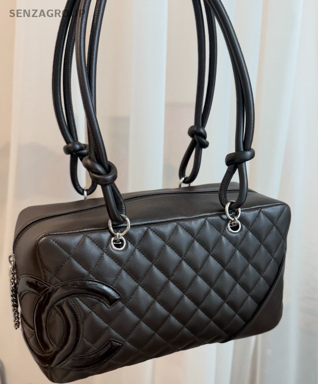 Chanel Cambon Pillow Bag Top Handle Shoulder Bag Women Black