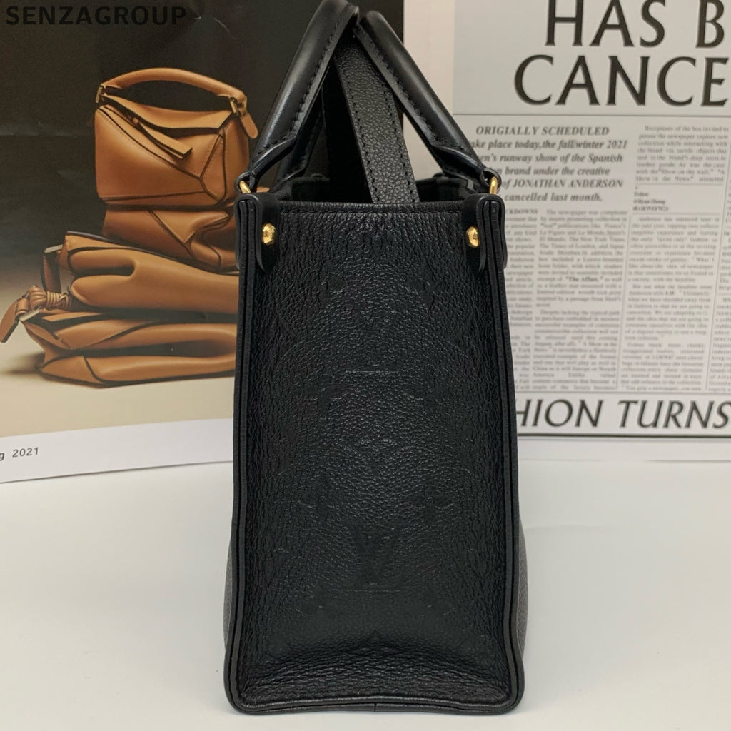 Louis Vuitton Onthego GM Monogram Black Gold Tote Shoulder Bag Women