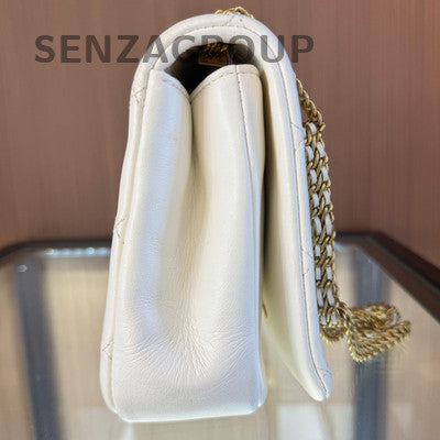 Chanel Métiers d'Art White Gold Quilted Chain Shoulder Crossbody Bag