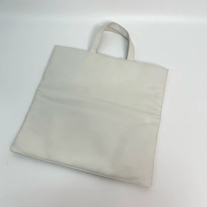 Loewe Women's White Calfskin Handbag Tote Briefcase Pre-owned