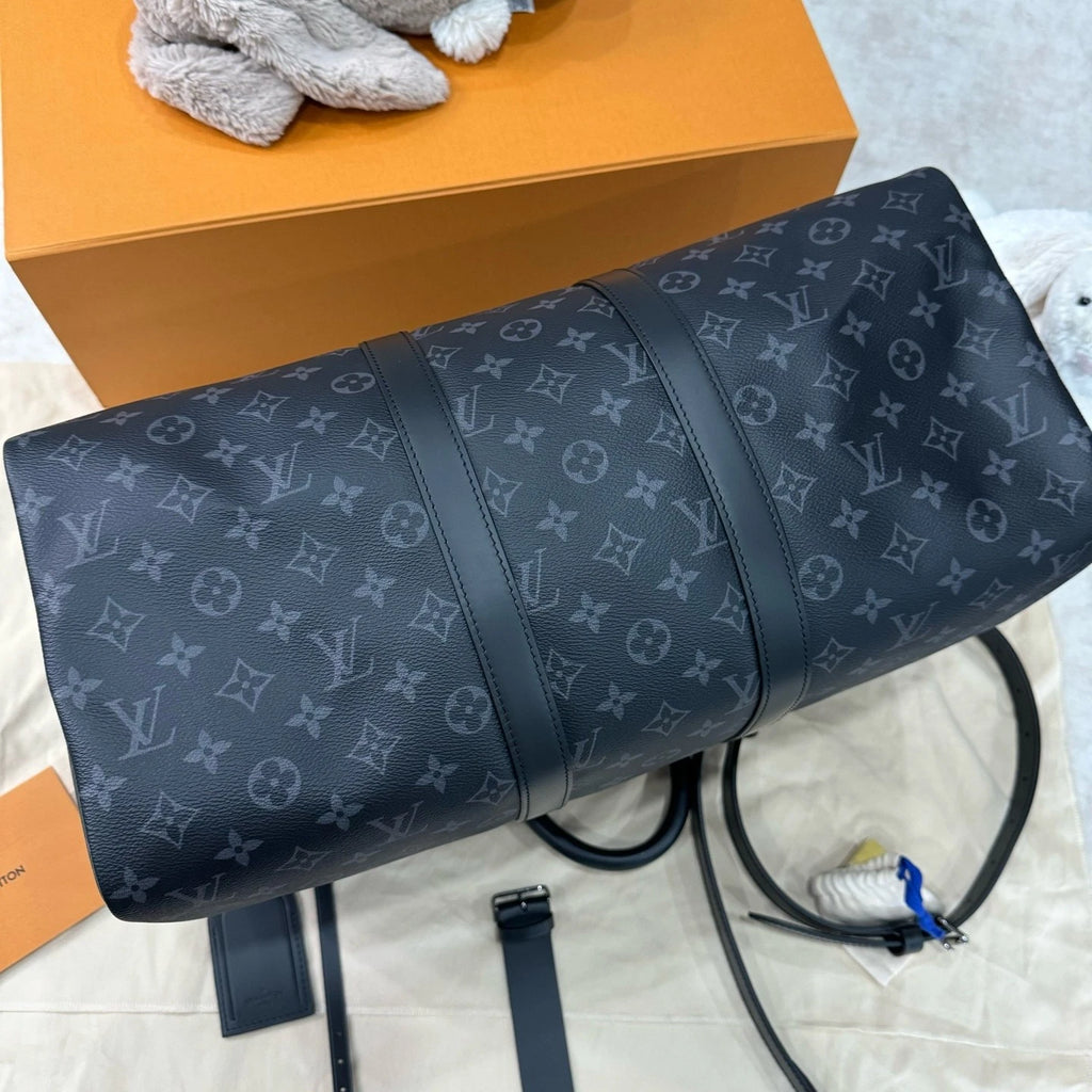 Louis Vuitton Keepall 45 Black Monogram Canvas Handbag For Women