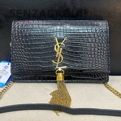 Saint Laurent YSL Kate Small Black Gold Tassel Chain Shoulder Bag