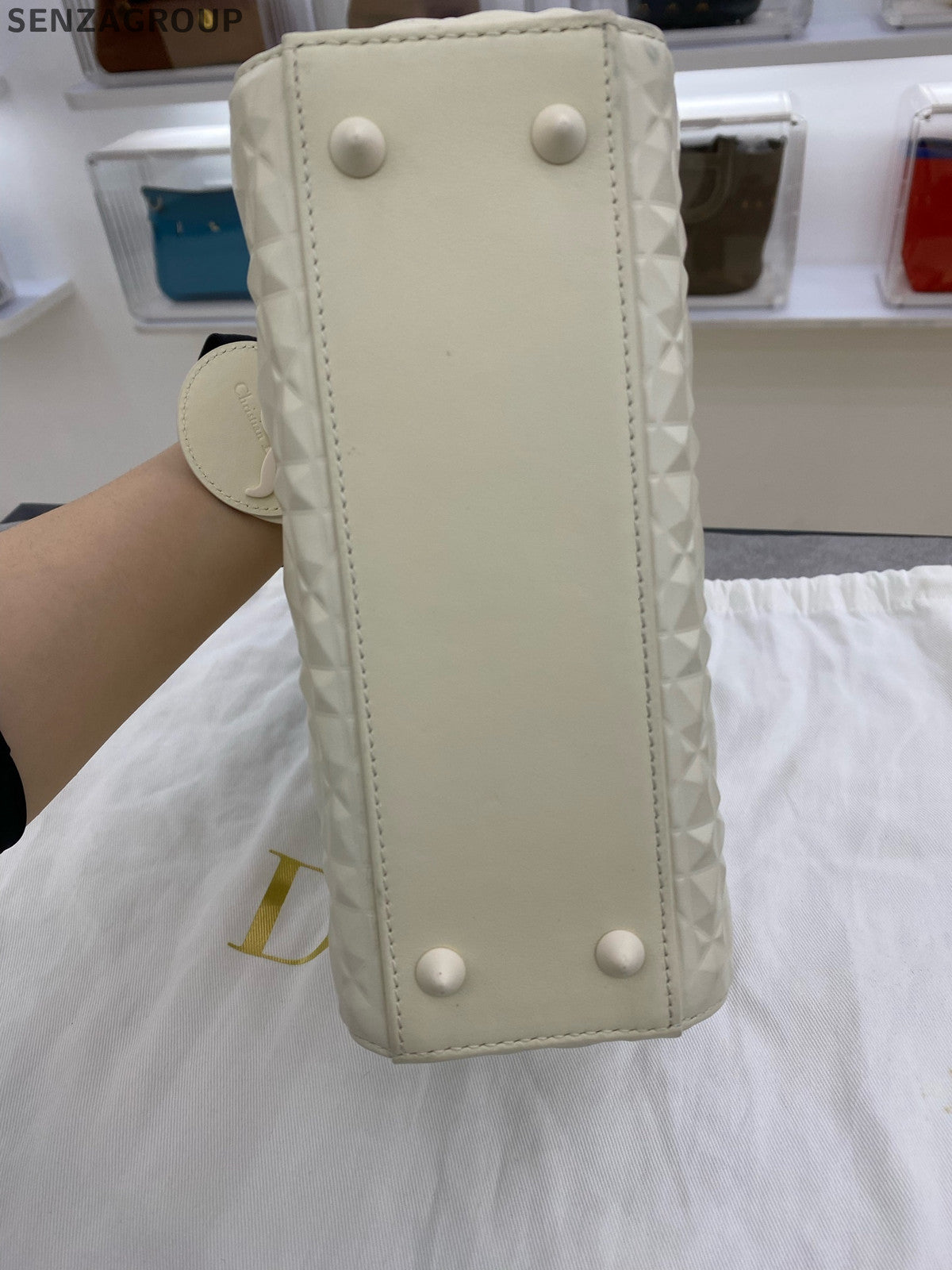 Dior Lady Dior Cannage Handbag Shoulder Bag White Classic Women
