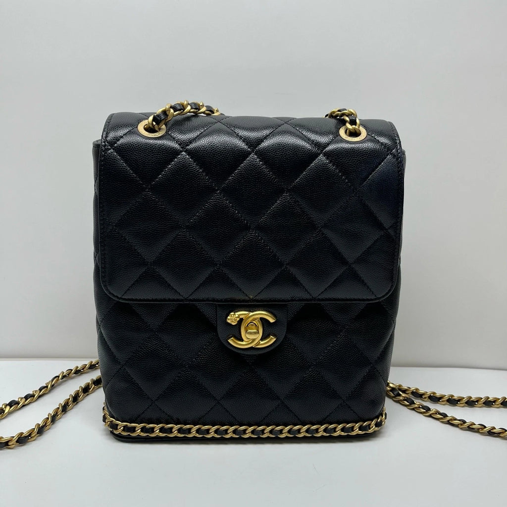 CHANEL Black Leather Backpack For Women