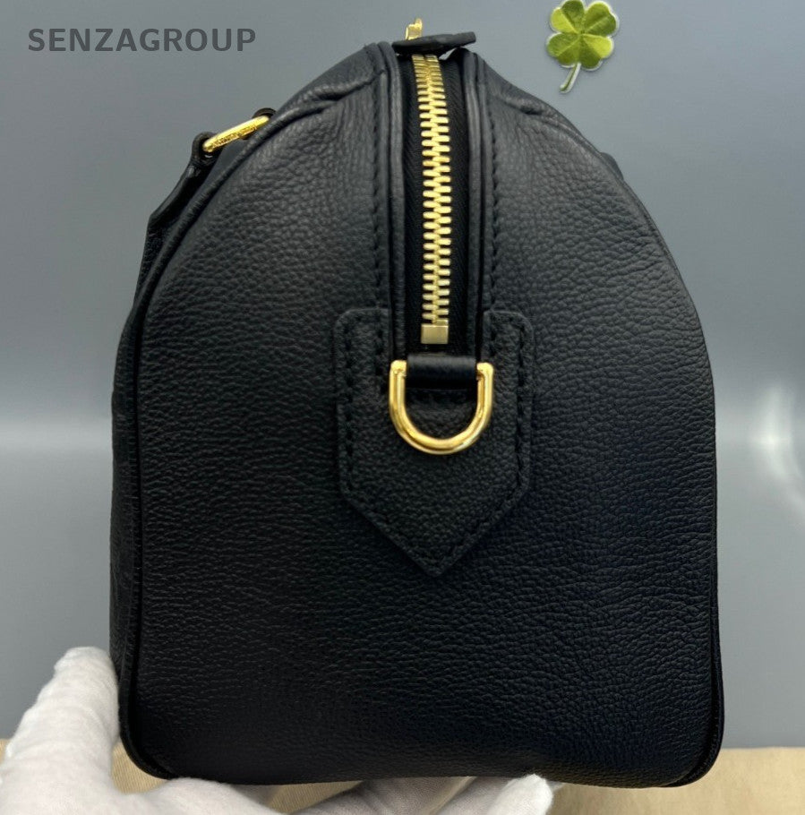 Louis Vuitton Speedy25 Monogram Black Gold Top Handle Bag Crossbody Women