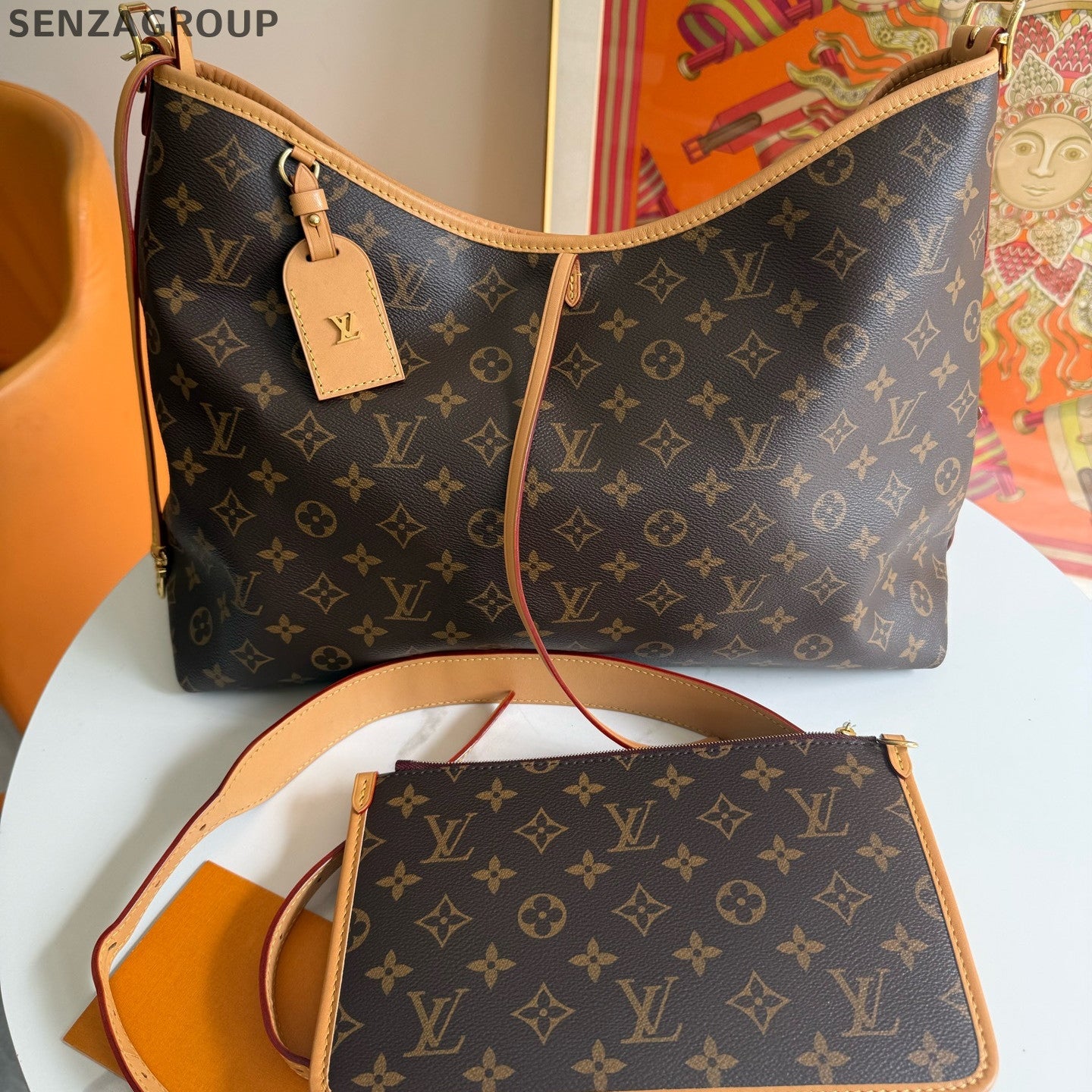 Louis Vuitton Carryall MM Monogram Shoulder Bag - Brown Classic Women's